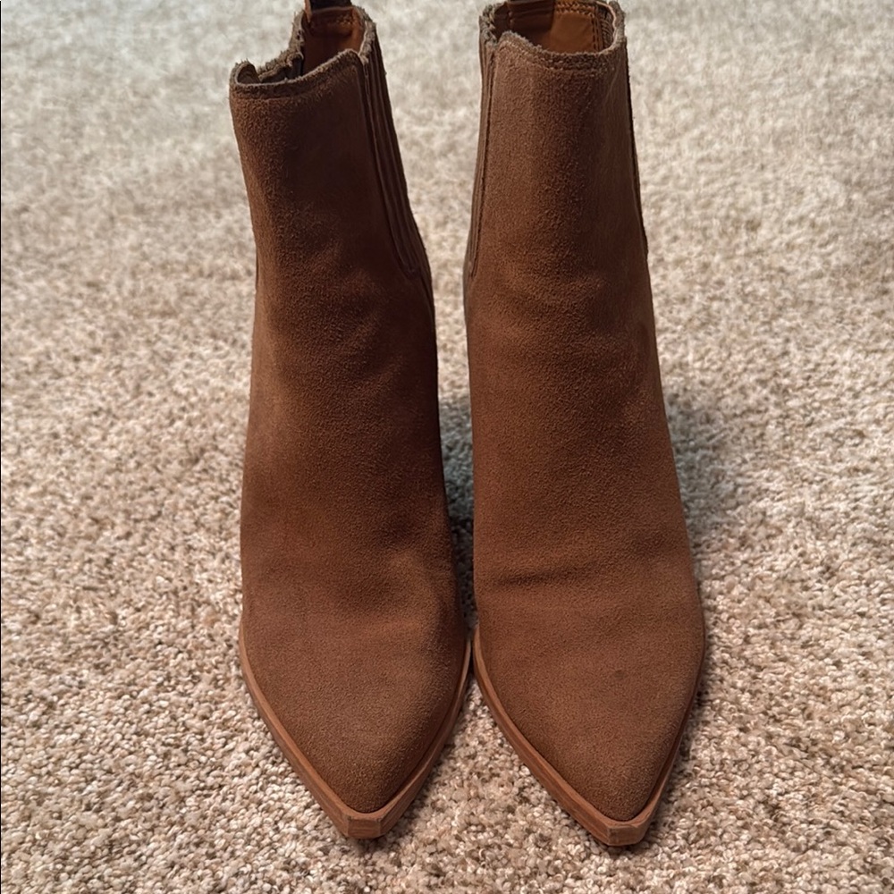 Marc Fisher Brown Suede Ankle Boots with Pointed Toe